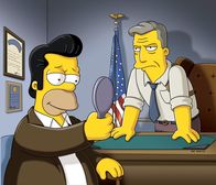 Die Simpsons – Ein FBI-Agent gibt Homer letzte Anweisungen für seinen bevorstehenden Einsatz als Undercoveragent.