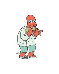 Futurama – (9. Staffel) - Dr. Zoidberg ist ein menschengroßer, krabbenartiger Außerirdischer vom Planeten Decapod 10 und Arzt von Planet Express.