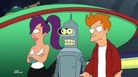 Futurama – Nachdem Ausfall der dunklen Materie müssen sich Leela (l.), Bender (M.) und Fry (r.) eine Quelle für Treibstoff suchen ...