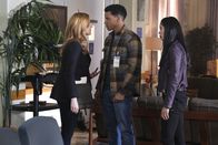 Nancy Drew – Nancy Drew -- "The Lady of Larkspur Lane" -- Image Number: NCD112a_0230b.jpg -- Pictured (L-R): Kennedy McMann as Nancy, Tunji Kasim as Nick and Leah Lewis as George -- Photo: Bettina Strauss/The CW --