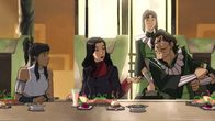 Die Legende von Korra – L-R: Korra, Asami, Zhu Li, Varrick
