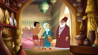 Hexe Lilli – Lilli und Al fragen einen Händler nach den verschwundenen Gütern.