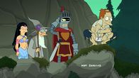 Futurama – Die Reise im Fantasieland macht Amy (l.), Professor Hubert (2.v.r.), Bender (2.v.l.) und vor allem Fry (r.) gewaltig zu schaffen ...