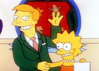 Die Simpsons – Der Abgeordnete Bob Arnold posiert für die Fotografen mit Lisa.