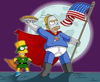 Die Simpsons – "Die Simpsons", "Der Tortenmann schlägt zurück." Als Homer eines Tages Zeuge einer Ungerechtigkeit wird, wirft er dem Schuldigen eine Torte ins Gesicht. 'Der Tortenmann' macht schnell Furore und Homer geht fleißig seiner neuen Mission als Superheld nach. Niemand weiß, wer hinter der Maskerade steckt, bis Lisa das Geheimnis ihres Vaters entdeckt. Sie bittet ihn, aufzuhören. Inzwischen hat aber auch Burns Homer entlarvt und zwingt ihn, ihm als Superheld zur Verfügung zu stehen.