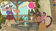 Krapopolis – v.li.: Stupendous, Hippocampus, Deliria, Shlub, Tyrannis