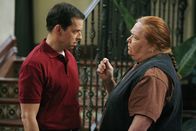 Two and a Half Men – L-R: Alan Harper (Jon Cryer), Berta (Conchata Ferrell)