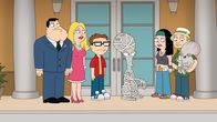 American Dad! – L-R: Stan, Francine, Steve, Roger, Hayley, Jeff, Rogu