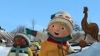 Snowsnaps' Winterspiele – Die Kinder sollen in die vorgegebene Richtung gehen.