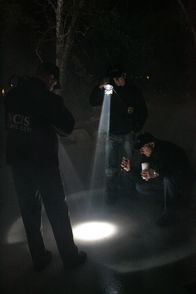 Navy CIS – Als ein paar Kinder einen zugefrorenen Teich überqueren, entdecken sie unter dem Eis einen toten Marine. McGee (Sean Murray, l.), Gibbs (Mark Harmon, r.) und DiNozzo (Michael Weatherly, M.) machen sich auf die Suche nach dem Mörder ...