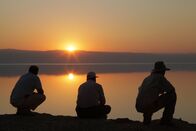Mysterien der Menschheit – Dead Sea, Jordan - Steven Collins (Main Contributor), David Mantzberger (Contributor) and Dr Bilal Khrisat (Contriutor) at Dead Sea at sunset.