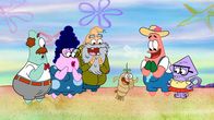 Die Patrick Star Show – v.li.: Cecil, Bunny, GrandPat, Shmandrake, Patrick, Squidina