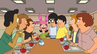 Bob's Burgers – Zeke (3.v.l.), Louise (4.v.l.), Tina (4.v.r.), Gene (3.v.r.) und Jimmy Jr. (2.v.r.)