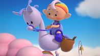 Wolkenkinder – Baba Blau reitet auf seinem Wolkenpony.