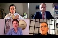 Meeting – Desktop-Ansicht einer Online-Telefonkonferenz (Gregor Knop, l.o., Jürgen Heimüller, r.o., Gabriela Lindl, l.u., Gisa Flake, r.u.)