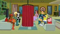 Drawn Together – L-R: Foxxy Love, Ling-Ling, Xandir P. Wifflebottom, Toot Braunstein, Princess Clara, Captain Leslie Hero, Wooldoor Jebediah Sockbat, Spanky Ham