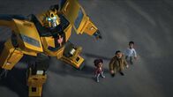 Transformers Earth Spark – L-R: Bumblebee, Morgan "Mo" Malto, Alex Malto, Robby Malto