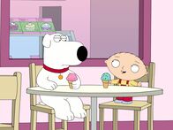 Family Guy – Stewie (r.) hat zufällig mitbekommen, wie Brian (l.) einen Hund überfahren und dessen Leiche vergraben hat. Dieses Wissen nutzt er natürlich schamlos aus ...