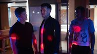 Kin – L-R: Kevin Delaney (Kenneth Hudson), Ged Delaney (Baz Black), Eddie Lucas (Aaron Katambay)