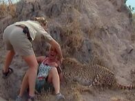 Tierische Freaks – The cheetah approaches Michelle Garforth and initially acting cute by poking her, until it all goes wrong and the cheetah attacks her upper arm. A cheetah’s bite force averages over 470 pounds, comparable to a canine. More than enough strength to tear human muscle. Finally, a park ranger is able to stop the attack. Back at base camp, Michelle’s wound is treated, a nasty bite, but nothing serious.