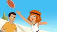Hexe Lilli – Lilli und Herakles beim Diskustraining in der Arena.