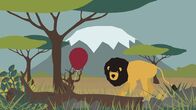 Unser Sandmännchen – Ein Löwe entdeckt einen roten Luftballon und reist auf diesem in die unendlichen Weiten des Himmels.