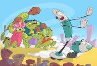 Die Gnarfs – Auf ihrem Planeten sind die Gnarfs stets nur mit einer Sache beschäftigt: Wo gibt es was zu futtern? Als der Roboter Freeman und sein Hunderoboter Russ auf Moppa landen, ändert sich das bisherige Dasein der Gnarfs.