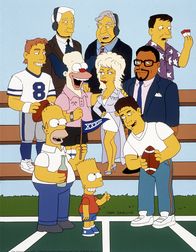 Die Simpsons – Nach dem Superbowl kommt es zu einem Gruppenfoto mit Dolly Parton (M). Homer (unten l.) und Bart (unten M.) sind mit von der Partie ...