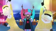 Droners – Nach dem Rennen ist Zeit für Party: Buzz (l.) und Fuzz (r) von Team Bees sowie Debbie von Team Starfish