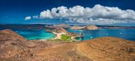 Galapagos – The Galapagos Islands. Panorama of the Galapagos Islands from the top of Bartolome Island, Galapagos. Ecuador.