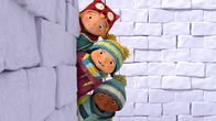 Snowsnaps' Winterspiele – Nele, Kiki und Jonas fragen sich, wo der Ausgang aus dem Labyrinth ist?