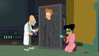 Futurama – L-R: Hubert J. Farnsworth, Fry und Amy Wong