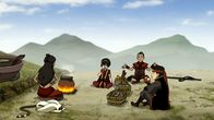 Avatar - Herr der Elemente – L-R: Katara, Momo, Toph, Sokka, Aang