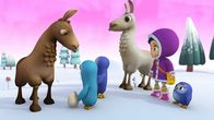 Wissper – Die Pinguine Paula und Pablo bedanken sich bei Wissper, Pinguin-Mädchen Peggy und den Lamas Lenny und Alanna dafür, dass sie so gut auf ihr Ei aufgepasst haben.