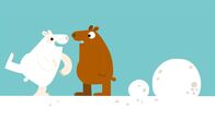Animanimals – Der Eisbär freut sich, dass der Braunbär ihn nicht gefunden hat.