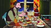 Morgen, Findus, wird's was geben – Dank liebevoller Nachbarn haben Pettersson und Findus doch noch ein schönes Weihnachtsessen.