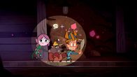 Marcus Level – In der Mine gruseln sich Ephi, Ratrick, Marcus (von links) und Lumi (oben).