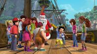 Peter Pan - Neue Abenteuer – Der Weihnachtsmann inmitten der aufgeregten Verlorenen Kinder.