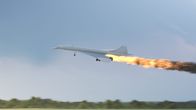 Mayday - Alarm im Cockpit – Das Triebwerk der Concorde wird von Flammen verschlungen. (Kredit: Cineflix)