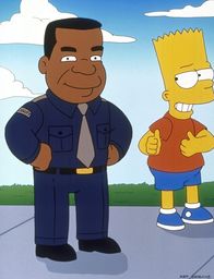 Die Simpsons – Geschickt versucht Bart (r.), sich mit dem Wachmann Gary Cole (l.) anzufreunden.