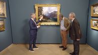 Was schätzen Sie ...? – Markus Streib, Experte für Gemälde, Karl Hohenlohe, Alfred Gruber vor Landschaftsdarstellung von Josef Holzer.