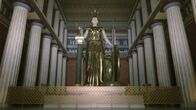 Megapolis – Im Innern des Parthenons stand die kolossale Statue der Athene, Göttin der Weisheit, Schutzpatronin und Namensgeberin der Stadt. (3D-Grafik)
