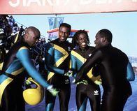 Cool Runnings – L-R: Yul Brenner (Malik Yoba), Derice Bannock (Leon), Sanka Coffie (Doug E Doug), Junior Bevil (Rawle D Lewis)