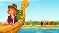 Hexe Lilli – Lilli fährt in einem Schilfboot zum Schilfschneiden.