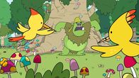 Super Happy Magic Forest – Ein Oger (Mitte) hat die Heimatbirke der Phoenix-Holzspechte übernommen und die Vögel vertrieben.