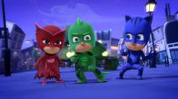 PJ Masks - Pyjamahelden – L-R: Eulette, Catboy und Gecko