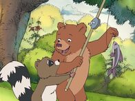 Der kleine Bär – Im Wald trifft der Kleine Bär einen kleinen Waschbären. der macht dem Kleinen Bären alles nach und wird so der "Ganz Kleine Bär".