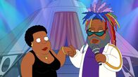 The Cleveland Show – Clevelands Mutter Cookie (l.) rennt mit George Clinton (r.) und den P-Funk All-Stars davon, nachdem Freight Train ihre Jubiläumsfeier verpasst hat...