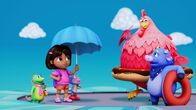 Dora – v.li.: Isa, Dora, Boots, Big Red Chicken, Benny