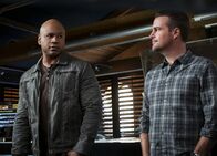 Navy CIS: L.A. – Glasnost" -- Pictured: LL COOL J (Special Agent Sam Hanna) and Chris O\'Donnell (Special Agent G. Callen). After Callen\'s father, Garrison (Daniel J. Travanti) is found in an NCIS patient\'s hospital room during a radiation poisoning case, Callen must take him to the boatshed for interrogation. Also, the team discusses their Thanksgiving plans, on NCIS: LOS ANGELES, , Pictured: LL COOL J (Special Agent Sam Hanna) and Chris O\'Donnell (Special Agent G. Callen).